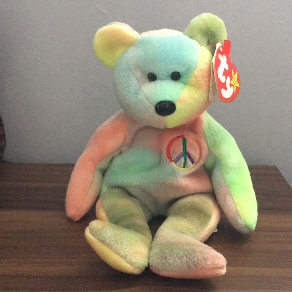TY Beanie Babies Peace Bear With Numerous Errors - Picture 1 of 9
